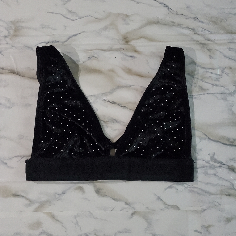 PINK Victoria's Secret Velvet Studded Bralette S